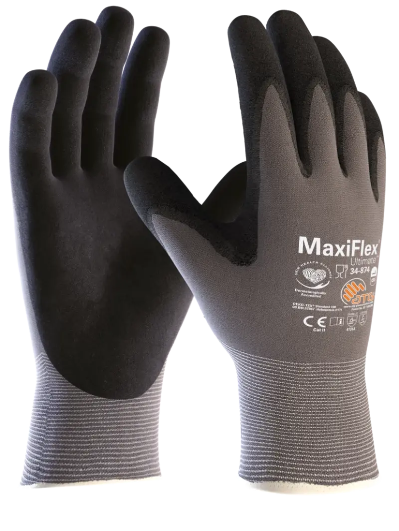34-874 Black Nitrile Coated Gloves 12-Pack – Durable Protective Gloves for Warehouse, Assembly & Maintenance