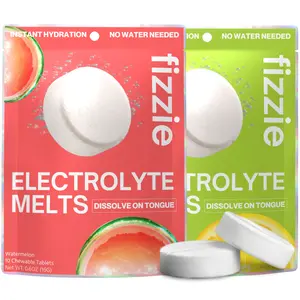 Fizzie Electrolyte Melts By Jason Derulo - Variety 2 Pack - Dissolving Electrolyte Tablets For Hydration - Natural, Sugar-Free Hydration Supplement - 1x Watermelon, 1x Lemon Lime (20 Servings)
