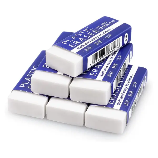 Erasers, Large, White, 6 Pack | Erasers for School Office, Art Eraser for Drawing