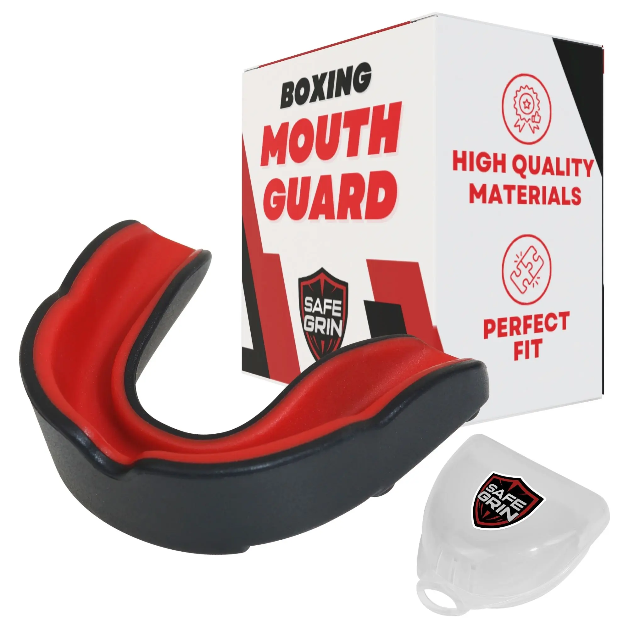 Safe Grin Boxing Mouth Guard for Adults | Boil & Bite Custom Fit | MMA Muay Thai Kickboxing BJJ Sparring | Heavy-Duty Impact Protection | Secure Fit That Stays in Place