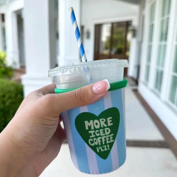 "More Iced Coffee Plz!" Iced Coffee Coozie / Matcha Coozie / Drink Sleeve / Koozies