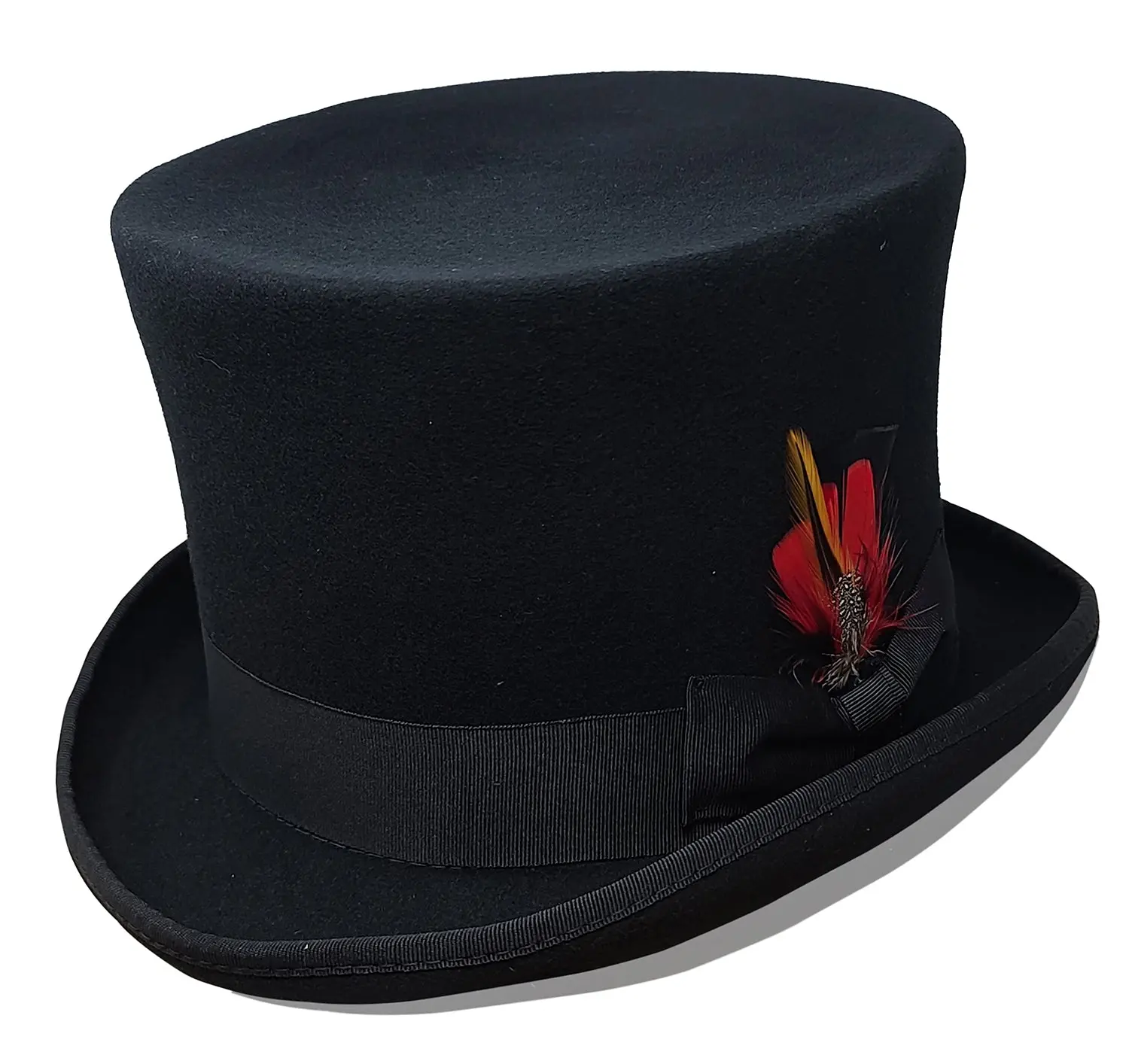 Men's Victorian-Style Gentlemen's Multi-Size Durable Wool Felt Magic Funny Hat - 6.5in Tall with Shoelace Band, Mad Hatter Themed Festive & Party Supplies Accessory (Christmas Halloween Use)