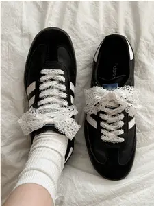1 Pair Style Korean Lace Bow Shoe Laces, Footwear Lace, 120cm, Secure Lace Up, Casual Sport Shoes Accessories, Laces For Sneakers, Daily Wear Lace Shoelaces, All Seasons