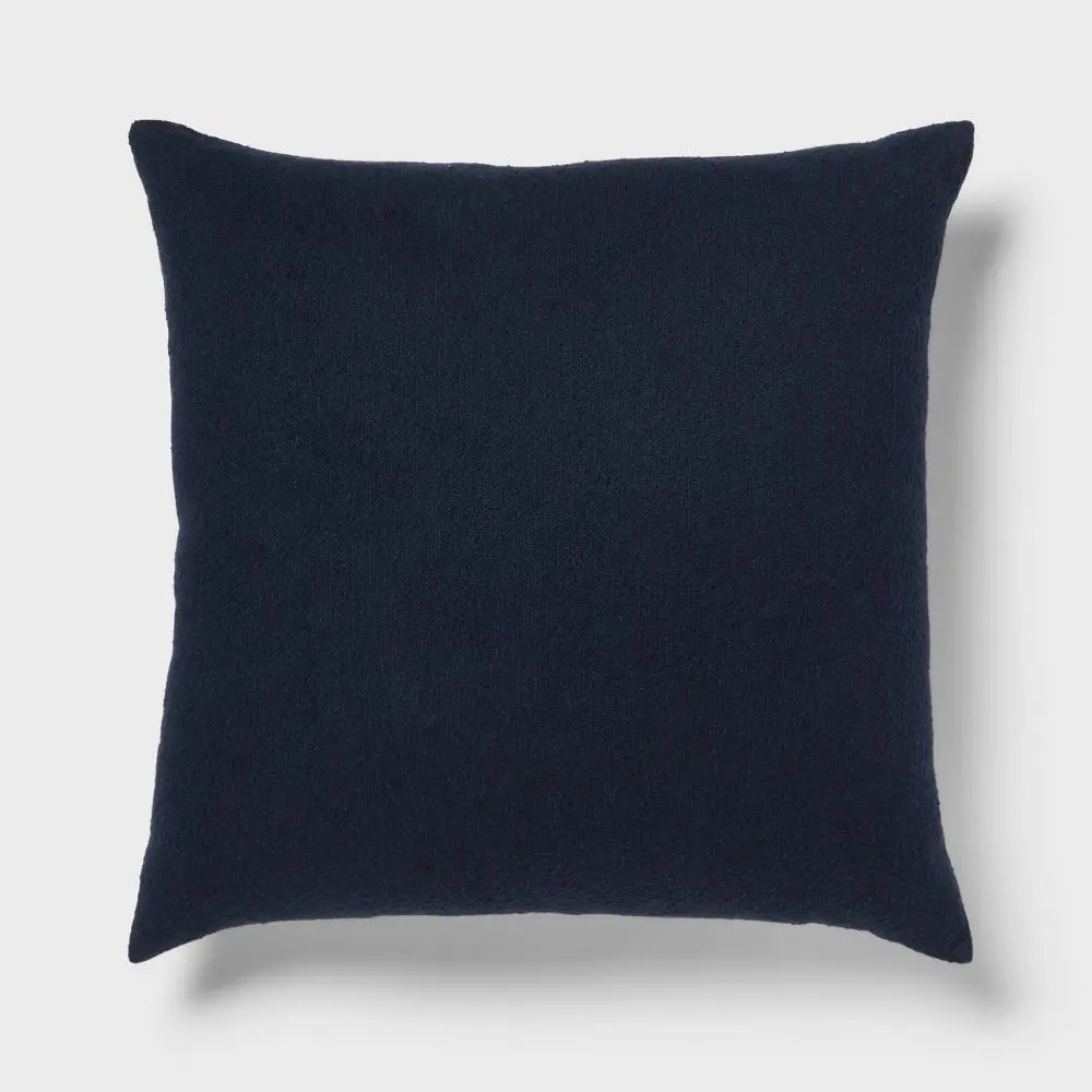 Euro Boucle Colorblock Decorative Pillow Dark Navy - Threshold: Indoor Square Cotton Cushion with Hidden Zipper