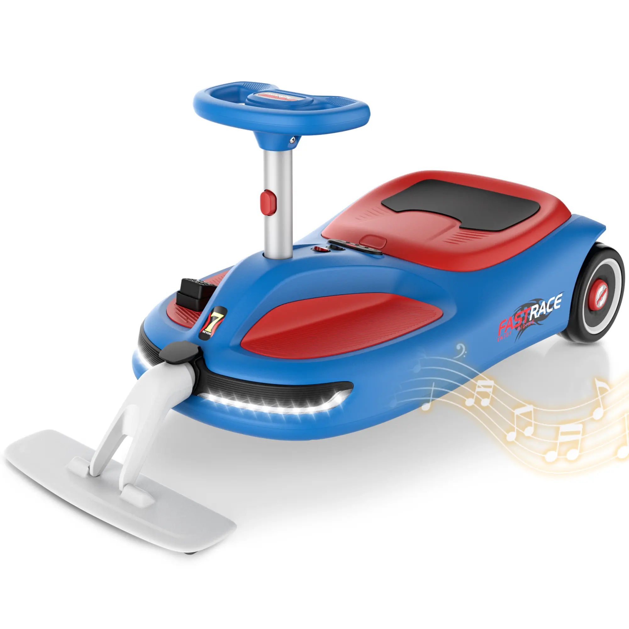 #sohochic ANPABO Ride On Car with Mop, Cleaning Wiggle Car for Kids, Blue | Quiet brushless motor, 150lbs weight capacity, quick assembly, pull-along storage, bluetooth music & LED lights