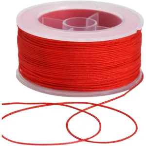 0.8mm x 70 Yards Red Nylon Cord Satin String for Bracelet Jewelry Making Rattail Macrame Trim Cord Necklace Bulk Beading Thread Kumihimo Chinese Knot Craft
