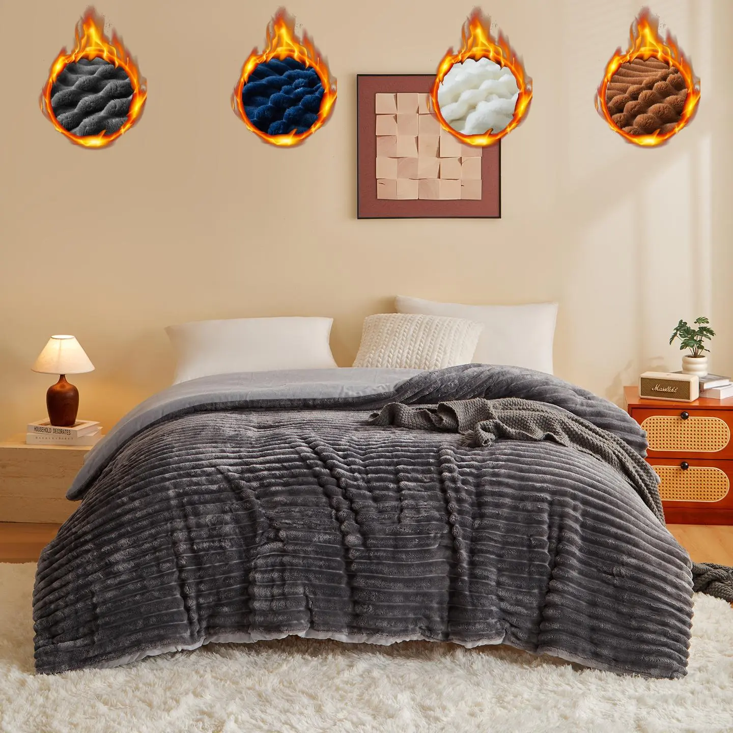 High-Weight Drawstring, Warm and Comfortable Bedding, Thick Cozy Warm Blanket, Ideal for Bedroom, Guest Room, Apartment