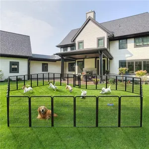 【Valentine Gift】Yaheetech Dog Playpen 6/8/12/16 Panels Metal Pet Playpen, Outdoor Indoor Dog Exercise Barrier Fence, 24/32/40/47 inch