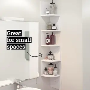 5-Tier Floating Corner Shelves, Wall Organizer Storage, Easy-to-Assemble Wall Mount Shelves for Bedrooms, Bathroom, Kitchen, Offices, and Living Rooms( Decorative
