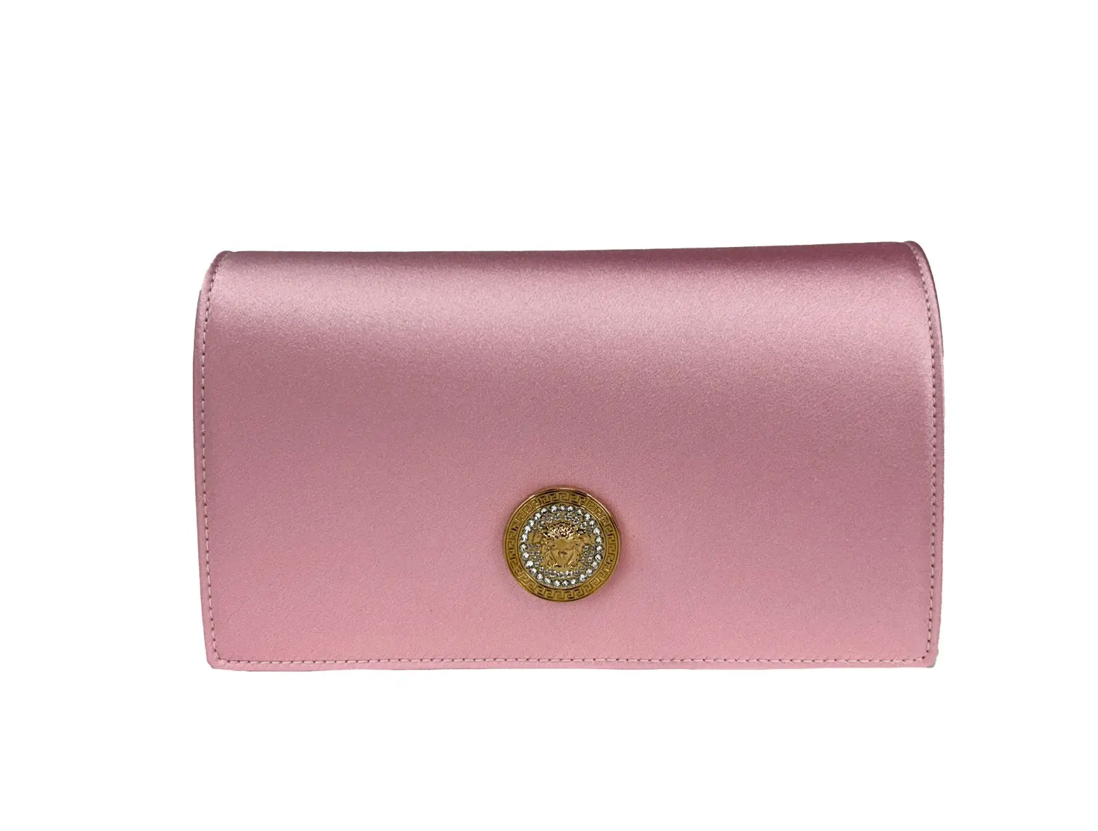 Pre-owned VERSACE Satin Crossbody Bags Medusa Crystal Mini Chain Crossbody Bag Women's Purse