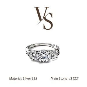 [Venus Jewelry] Synthetic Mossianite 1 CCT  Triple Stone Dainty Design Solid Silver 925 Ring