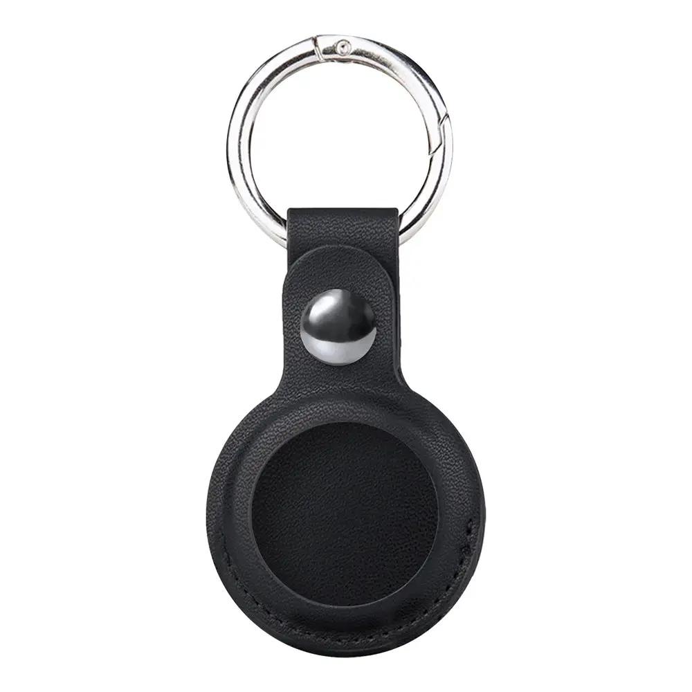 Black PU Leather Keychain for Apple Airtags Holder