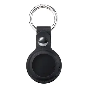 Black PU Leather Keychain for Apple Airtags Holder