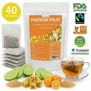 LVSEFOD Premium Kumquat Lemon Passion Fruit Tea, Fruit Tea, 7.05oz (5gx40 packs), composed of kumquat, passion fruit, lemon, rock sugar, fruity indispensation, afternoon tea, health tea, Halloween