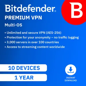 Bitdefender Premium VPN | 10 Devices | 1 year | PC/Mac/iOS/Android
