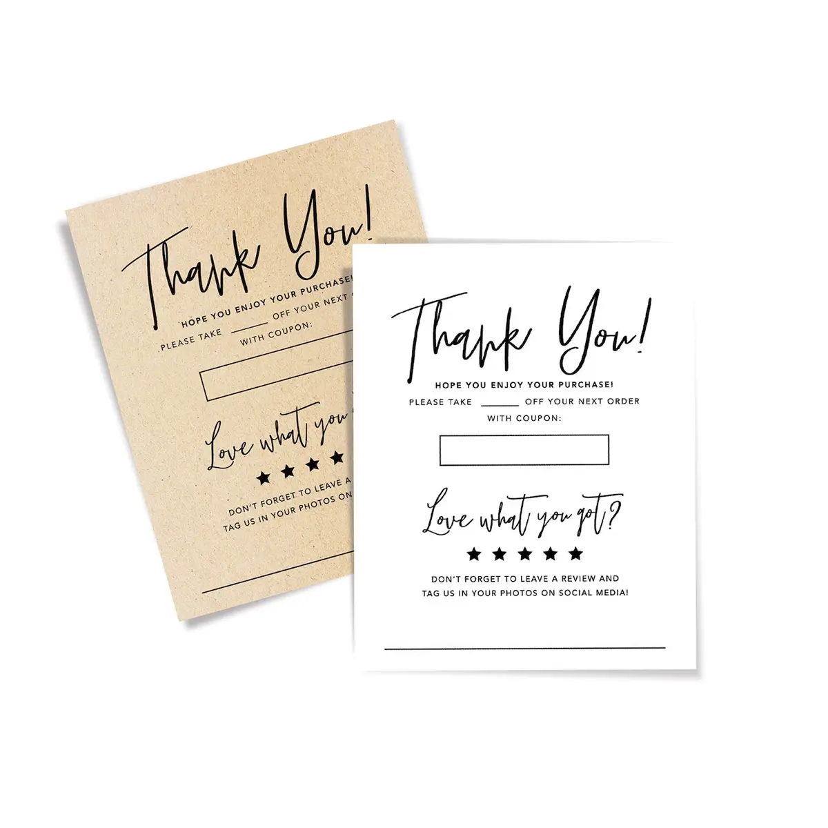 Thank You Insert Card (Simple Style) for Next Purchase - handmade small business coupon and packaging insert template