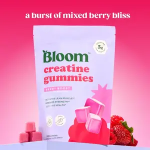 Bloom Nutrition Creatine Gummies - Boosts energy, improves cognitive function, relieves post-workout muscle soreness, and promotes muscle growth - Suitable for women.