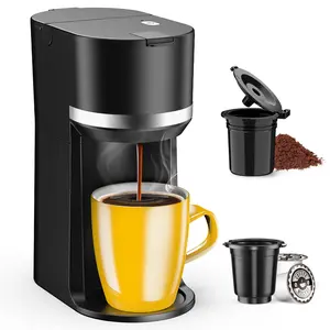 Single Serve Coffee Maker for K-Cup Pods & Ground Coffee 6-12oz Fast Brewing Machine with Auto Shut-Off Descaling Alert & Water Level Window Compact Design for Home Office Dorm