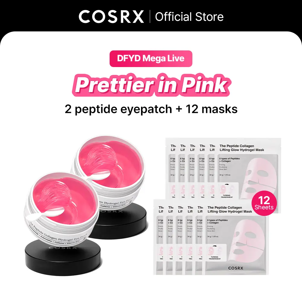 [COSRX Official] Prettier in Pink_DFYD Mega Live_peptide eye patch + peptide hydrogel mask_under eye, plump, glow