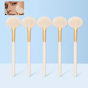 5 Piece Small Fan Highlighter Brush Set, Multi-Purpose Blush Brush, Soft Makeup Brushes, Ultra-Fine Fiber for Natural Finish, Face Brightening Makeup Tool, Soft Cosmetic Brushes