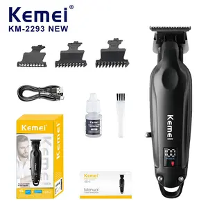 Km-2293new Professional Electric Hair Clipper, Metal Body, Portable, LCD Display, USB Charging, Low Noise, Ergonomic Design, for Men and Women，Zero Gap Clipper