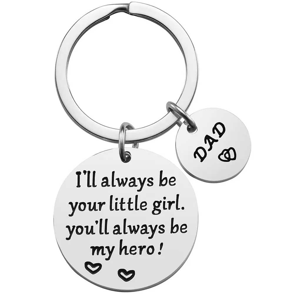Dad Keychain Fathers Day Gift Daddy Papa Dad Gifts Birthday Gift for Dad from Daughter Son (Hero Dad Keychain From Little Gir