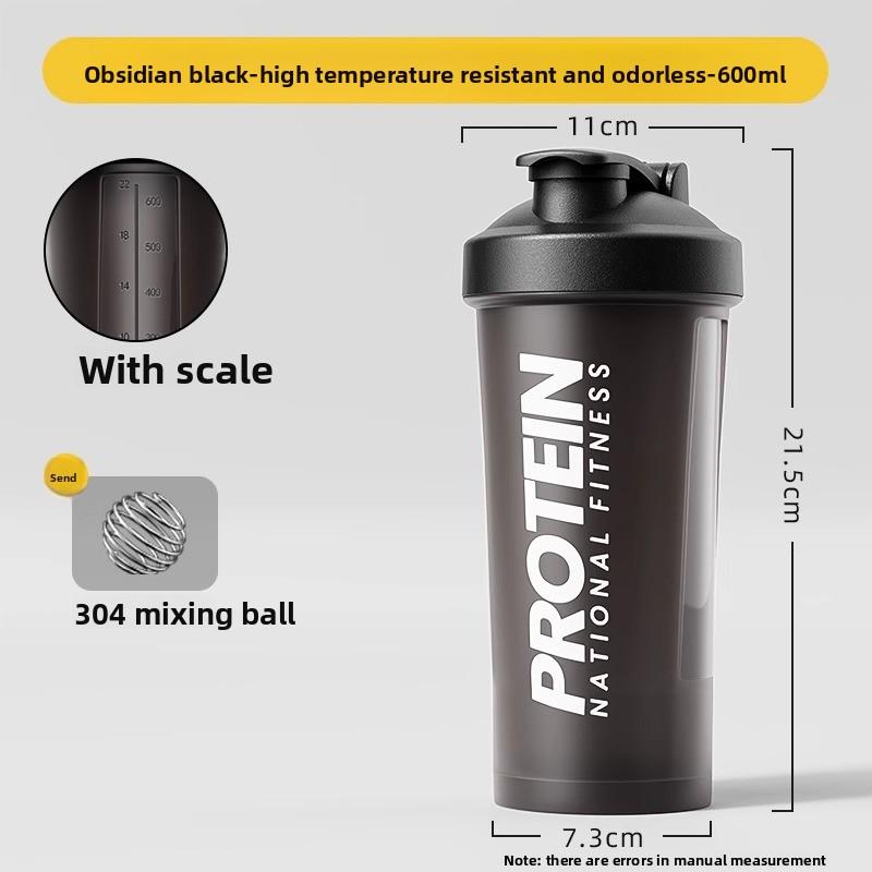 Protein Shaker Bottle 600ml with Mixing Ball BPA Free Leak Proof Sports Water Cup for Gym Fitness Workout Strength Training Muscle Building Nutrition Drink All-day Comfort Summer Essential Fitness Gear Free one sports headband