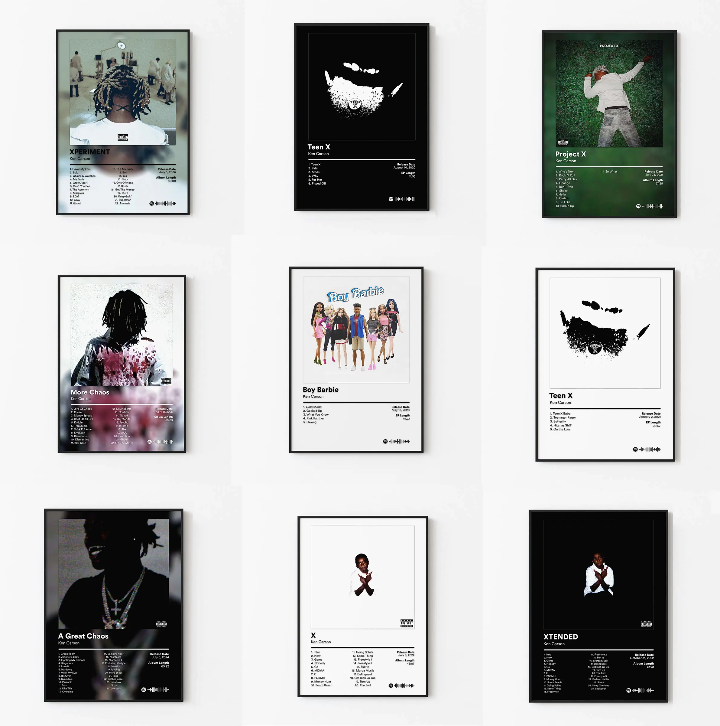 Ken Carson Rapper Music Bundle Album Cover Wall Art Poster HD Print Unframed Aesthetic Room Home House Modern Wall Decor Trendy Gift For Fan.