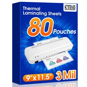 KTRIO 80 Pack Laminating Sheets, Hold 8.5 x 11 Inches, 3 Mil Thermal Laminating Pouches, 9 x 11.5 Laminate Sheets for Laminator, Clear Lamination Sheet Paper, Letter Size, Office School Home Supplies