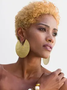 Bohemian Style Earrings Inspired by African Queen Jewelry, Large Hammered Texture Tribal Earrings, Perfect for Boho Fashion Lovers, Statement Earrings