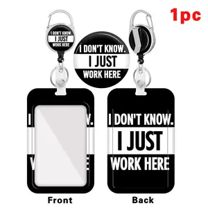 ID Badge Holder with Retractable Reel, 1 Count ID Name Tag Work Badge Clip, Heavy-Duty Vertical Card Protector for Office Staff and Nurses, Office Supplies