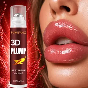 SUMIFANG 3D Lip Plumping Lip Serum, Lip Plumper, Collagen Peptides + Hyaluronic Acid, Instantly plumps, moisturizes, brightens, 360° rollerball applicator, cooling sensation, non-sticky, Moisturizing, Can be used alone or as a lip primer for fuller lips