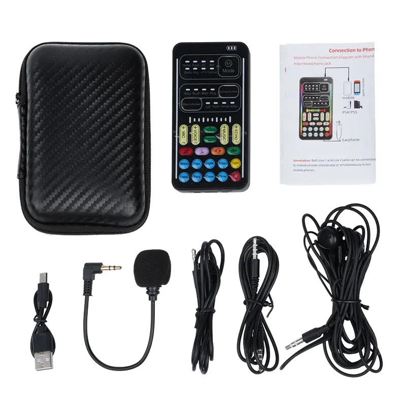 Handheld i9 Real-Time Voice Changer Sound Card - 8 Fun Voice Effects, Plug & Play Compatible with PC, PS5, Xbox, Switch, iOS, Android, Handheld Sound Card