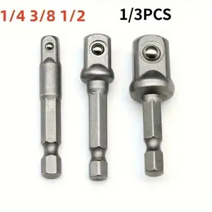 1/3 Pcs Drill Socket Adapter Impact Drill Extension Drill Bits Bar Socket Adapter 1/4 3/8 1/2 Size Hex Shank Square Head Drill Bit Impact Bit Set Tool