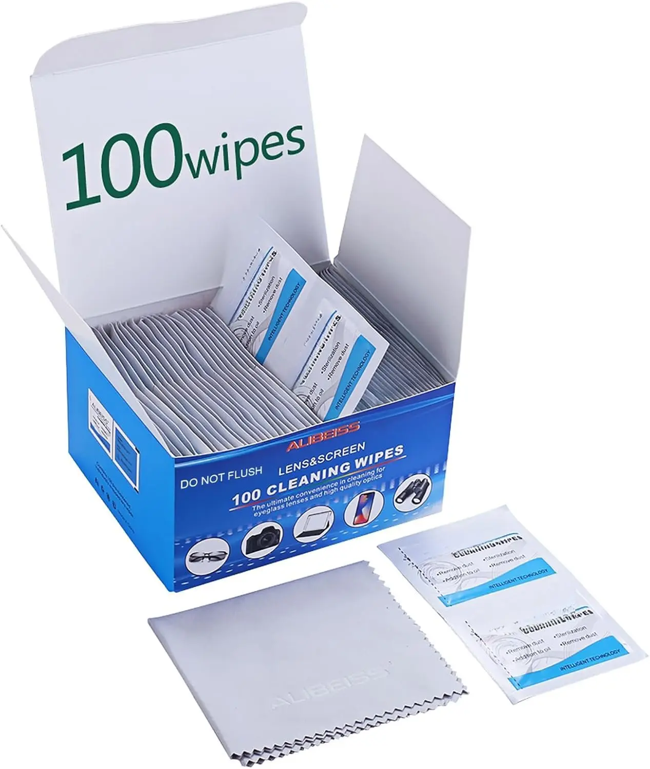 Pre-Moistened Lens Wipes  Screen Wipes for Glasses, Camera,Tablets, Smartphone, Screens and Other Delicate Surfaces,Pack of 100
