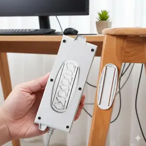 No-Drill Wall Mount Cable Organizer, Strong Adhesive Non-Slip Cord Holder, Extension Cable Organizer, Cable Management Box for Router & Wires, Tool-Free Installation, Durable & Waterproof, Desk & Office Organization Solution for Home