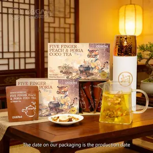 Live Special BOGO Anti Inflammation Tea  Five Fingered Peach Poria Coco Tea 2 Cartons  (100g 10g×10packs)×2 With Limited Gift Poria Coco Tartary Buckwheat Red bean Tuckahoe Raw Malt Coix Seed Tangerine Gorgon euryale seed gardenia