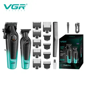 VGR V-196&996 Professional Hair Clippers for Men Cordless Barber Clippers & Beard Trimmer Zero-Gap T-Blade Trimmer Set with LED Display