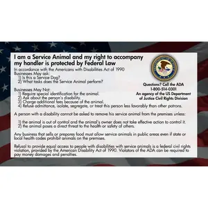 ADA Service  Law Cards 2024 - THE  - 50 ADA Service  Information Cards - Service  Card States Your Legal Rights - Use with Your Service  Certificate