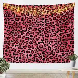 Large Pink Leopard Print Velvet Tapestry Wall Hanging - Light Cool Room Decor Wall Art, Teen Room Decor Backdrop, Ideal Home Supplies Gift