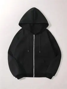 Regular Fit Zip-Up Hoodie with Hood, Comfortable Casual Knit Outerwear for Stylish Everyday Wear, Perfect for All Seasons, Sweatshirts