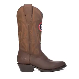 Gameday Boots Womens University Of Georgia Embroidered Round Toe Pull On  Casual Boots Mid Calf Low Heel 1-2" - Brown