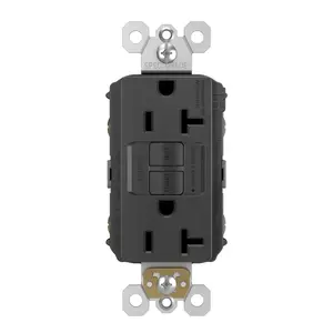 Legrand 2097TRBK radiant 20A Tamper-Resistant Self-Test GFCI Duplex Outlet, Black