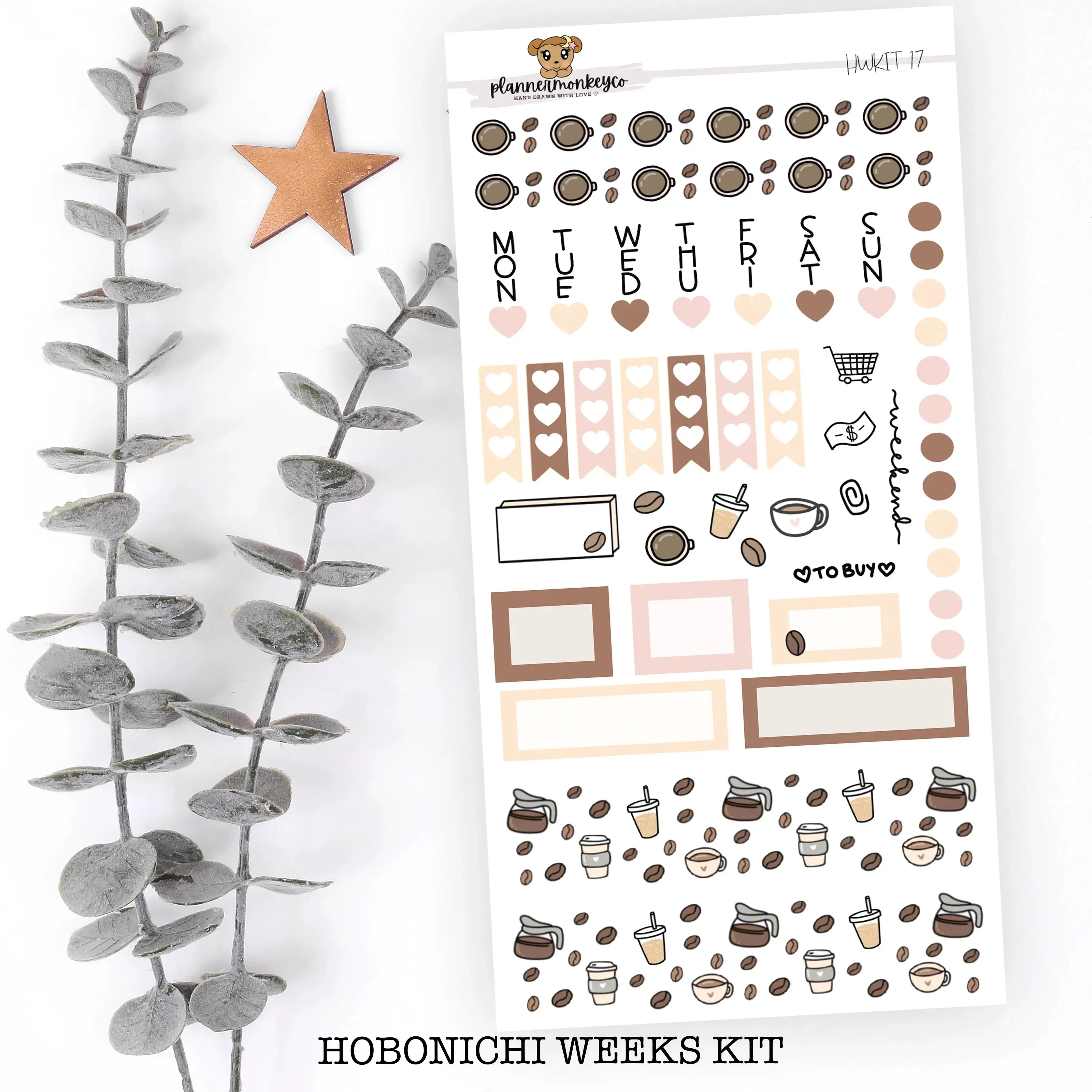Coffee Love Hobonichi Weeks Sticker Sheet | Planner Monkey Co