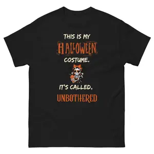ZanyteesCreations Halloween Costume Unbothered Unisex Classic Tee 100% Cotton Short Sleeve Crew Neck Casual Streetwear Top for Men