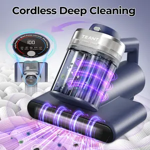 Teant Upgrade Cordless Handheld Mattress Vacuum - 18kPa Ultra-Deep Suction, 2-Speed Wireless Lightweight Vacuum, 33000 RPM Roller Brush, 253.7nm UV-C Light, LED Display, HEPA Filter, 149℉ Heat, Aroma & Anion for Bed, Sofa, Handheld Vacuum Cordless