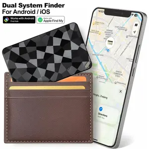 Dual System Wallet Tracker Card, Ultra-Thin Wallet Finder for iOS & Android, Wireless Charging, Compatible with Google Find HUB