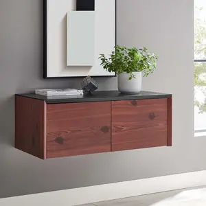 Modway Kinetic Wall-Mount Office Storage Cabinet in Black Cherry