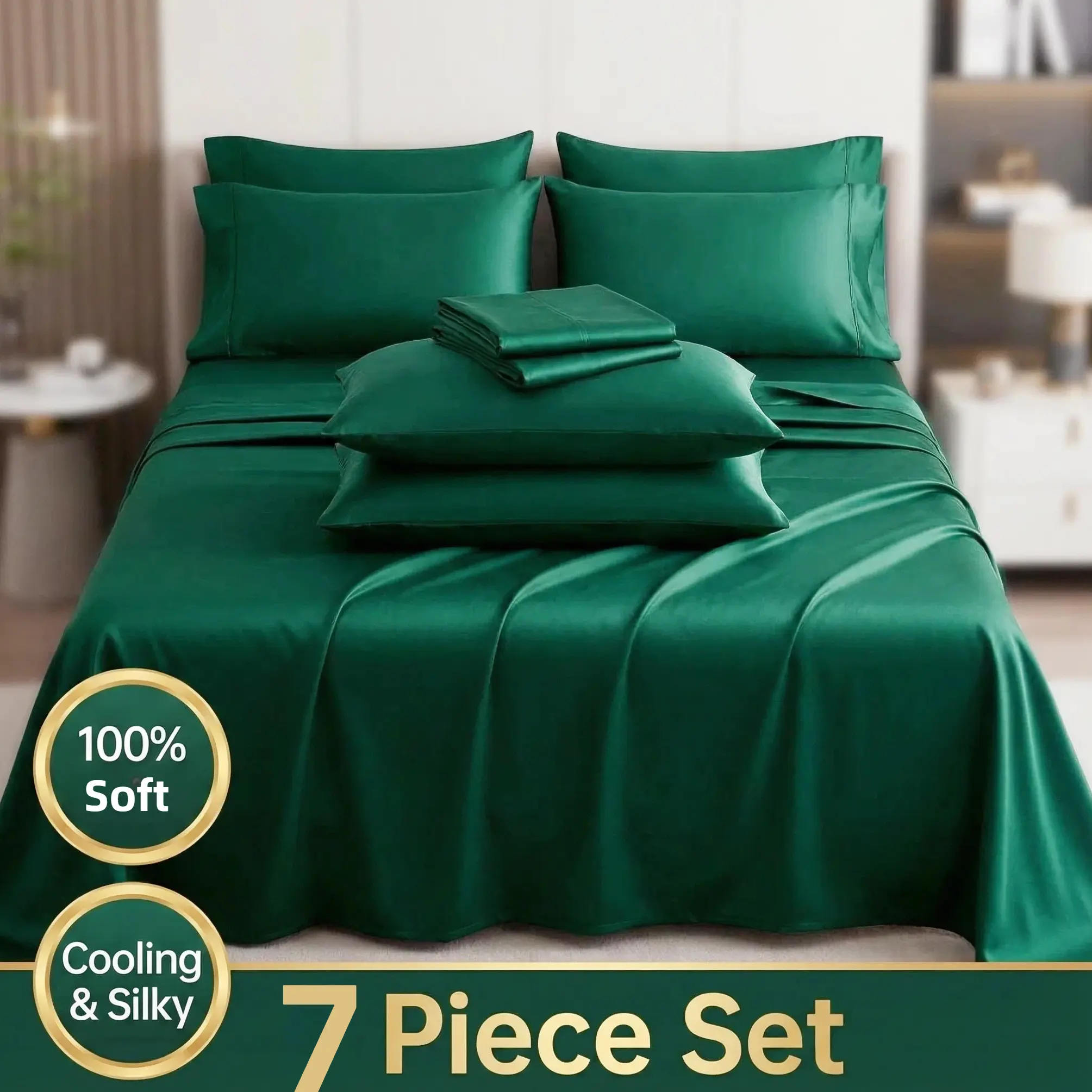 Cosybay Bed Sheet Set 7pcs,Soft & Luxurious comforter sets queen,  1 comforter,1 Fitted sheet up to 18 inches,1 Flat Sheet King size,2 pillow Shells, 2 Pillowcases, Machine Washable, for Bedroom School Guest Room,Gift for father's Day #Summervibes