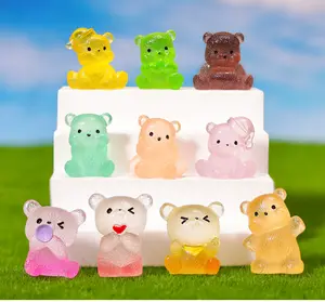 Livifree Mini Glow-in the dark Cute Bears 10pcs Set for Desktop, Car, DIY Craft,  Dollhouse Room Decor, Resin Figurines Ideal Easter Gift Sets